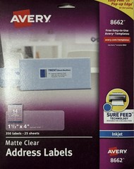 5 Packs Avery 8662 1.33 x 4 Matte Clear Easy Peel Mailing Labels, 1,750 Labels