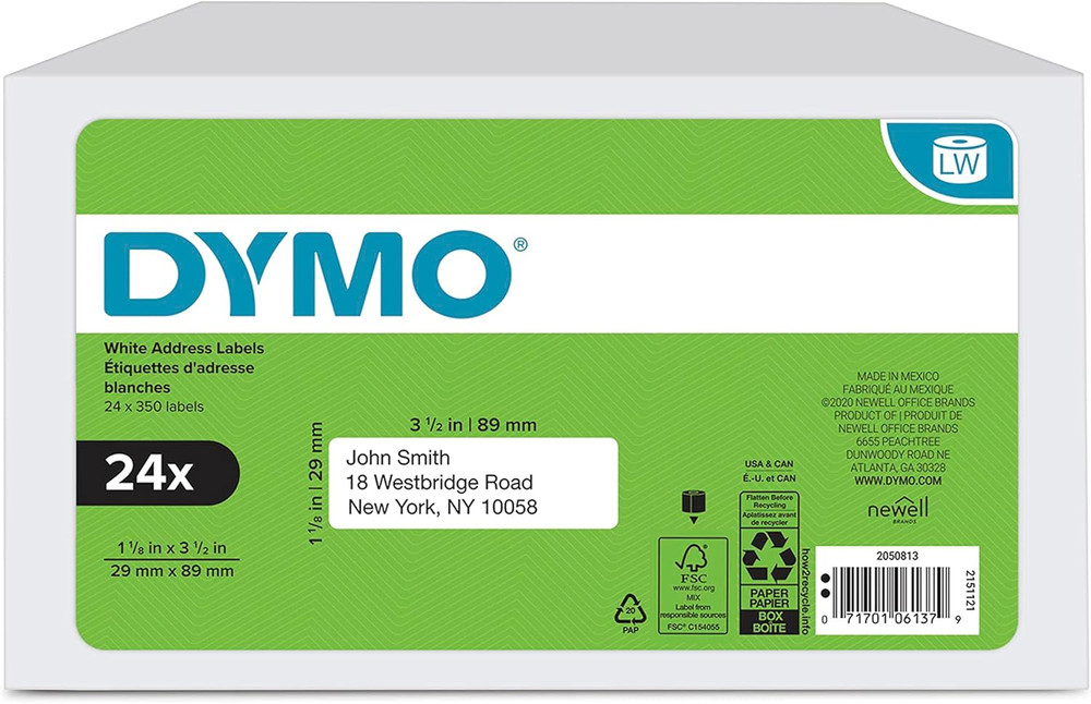 DYMO Authentic LW Mailing Address Labels, for Labelwriter Label Printers, White,