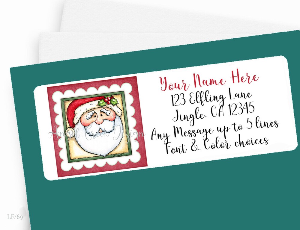 Whimsical Christmas Santa Claus Stamp Custom Personalized Return Address Labels