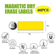 Magnetic Dry Erase Labels (1×3,Pack of 60),Name Tags Magnets Sticker,Durable …
