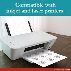 White Sticker Round Labels – 2.5″ Circle – Laser/Inkjet Compatible – (9 per S…