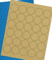 1.5″ Round Inkjet Brown Kraft Blank Adhesive Labels 30 per Sheet (30 Sheets)