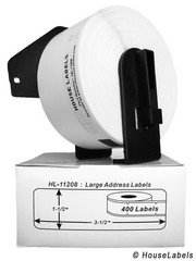 Non-OEM Fits BROTHER DK-1208 Labels – (6) Rolls of 400 + (1) REUSABLE FRAME