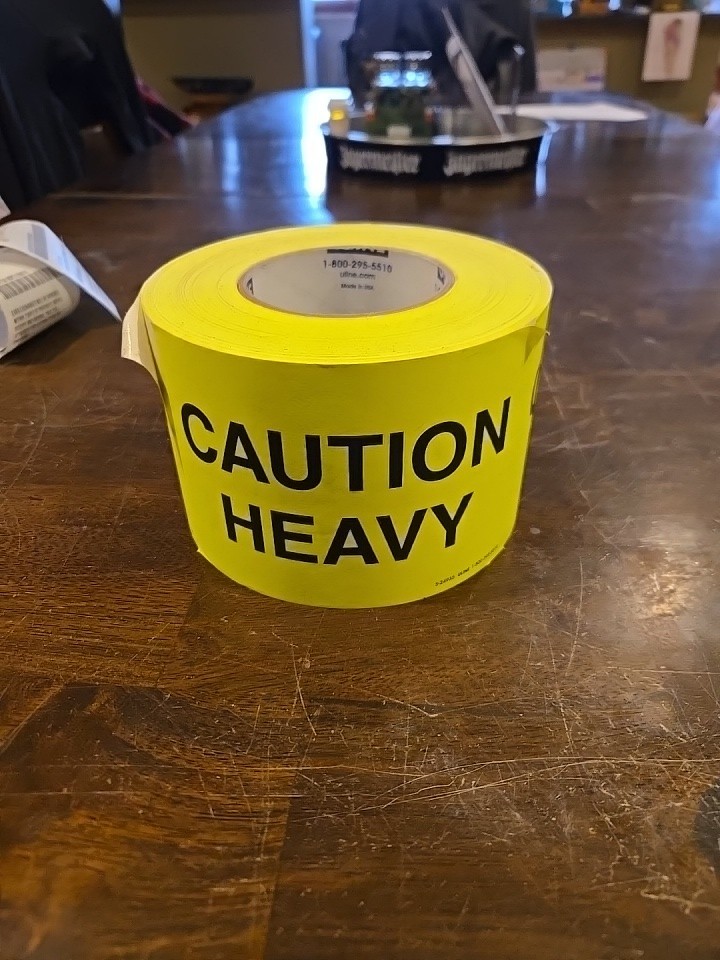 500 Pcs Caution Heavy Sticker, 4x 6 inch Fluorescent Yellow