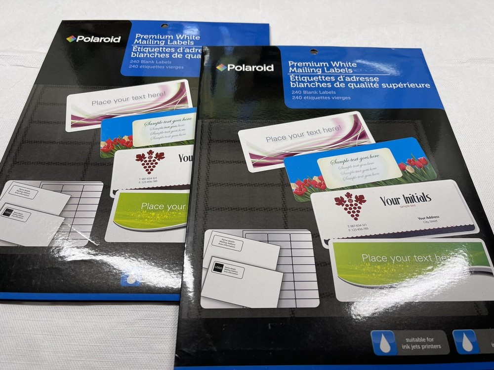 NIB 2 Pack- Polaroid 240 Premium White Mailing Labels Ink Jet Printers 480 Total