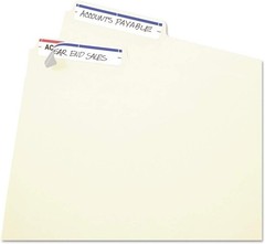 Permanent File Folder Labels, 11/16 x 3 7/16, White/Dark Blue Bar, 252/Pack