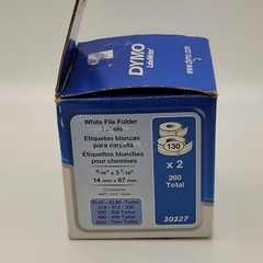 DYMO 30327 File Folder Labels 9/16″ x 3 7/16″ White 130 Roll x 2 Open Box