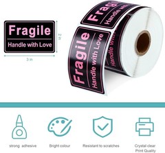 60 Brand New Unused 2x3in Fragile “Handle with Love” Stickers!