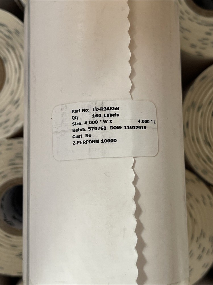 Zebra Labels 4”x4” Part LD-R3AK5B (160 Labels per roll) 36 Rolls UglyOriginalbox