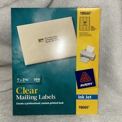 Avery Clear Mailing Labels 1×2 5/8 177 Count 18660 Ink Jet