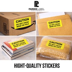 Caution Do Not Crush Bend Or Fold Labels 1×3 Neon Yellow 250/Roll