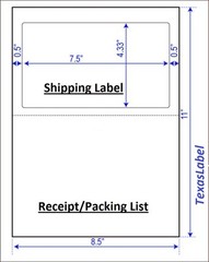 100pcs Half Sheet Shipping Labels w/receipt