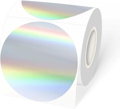 3″ Holographic Direct Thermal Label Stickers, round Printable Rainbow Glitter