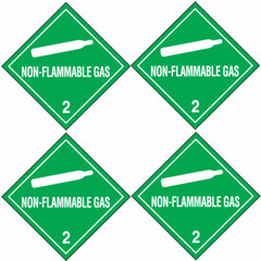 4-Pack NON-FLAMMABLE GAS, Hazard Class 2 D.O.T. Shipping Labels, 4″ x 4″