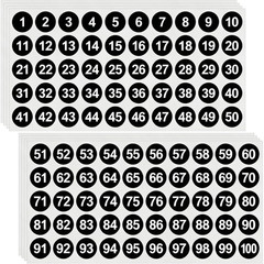 400 Pcs 1 Inch Consecutive Number Stickers,1-100 round Labels Vinyl Self-Adhesiv