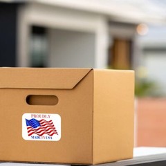 3×2 Inch Made In USA Label American Flag Stickers for Product Leveling