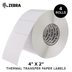 Zebra 4x2in Z-Perform 2000T Permanent Shipping Labels 3″ Core 4 Rolls 10031656SP