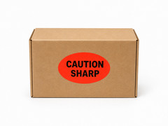 Caution Sharp 1.5×1 Oval Warning Labels 2 Rolls 1000 Total Stickers