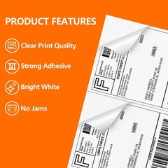 Half Page Self Adhesive Shipping Labels, 8.5″ x 5.5″ Shipping Labels Compatib…