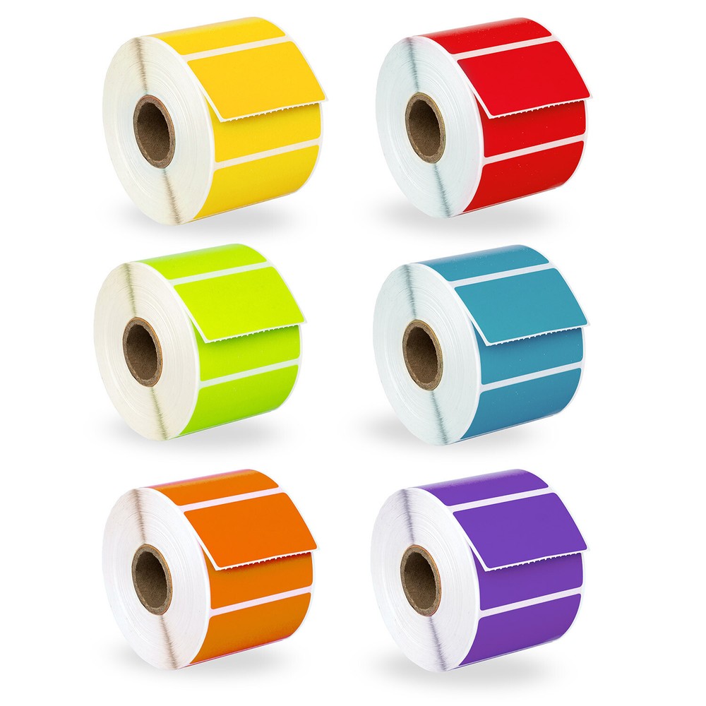 2.25×1.25 Direct Thermal Labels BLUE GREEN YELLOW RED ORANGE PURPLE 3 of each