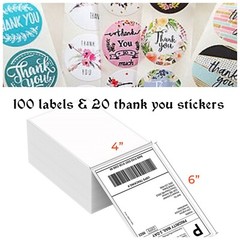Thermal 4×6 Shipping Labels Fanfolded 100 ct & 20 thank you stickers sellers lot