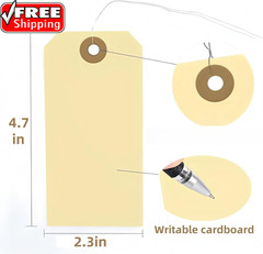 Pre-Strung Blank Shipping Labels with Wire, 120 PCS 4 3/4″ X 2 3/8″ Manila Hang