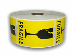 Shipping Label 2×3 YL Fragile Cr/GL Permanent Adhesive Label 9 RLS of 300 EA