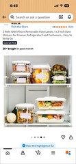 Removable Food Labels 1500 Pieces 3 Rolls 1×2 Inch Date Stickers for Containers