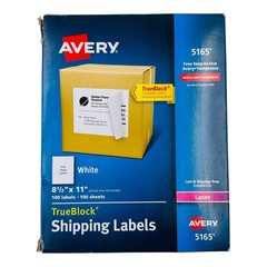 Avery Full-Sheet Printable Shipping Labels, 8.5 x 11 Customizable Stickers 5165