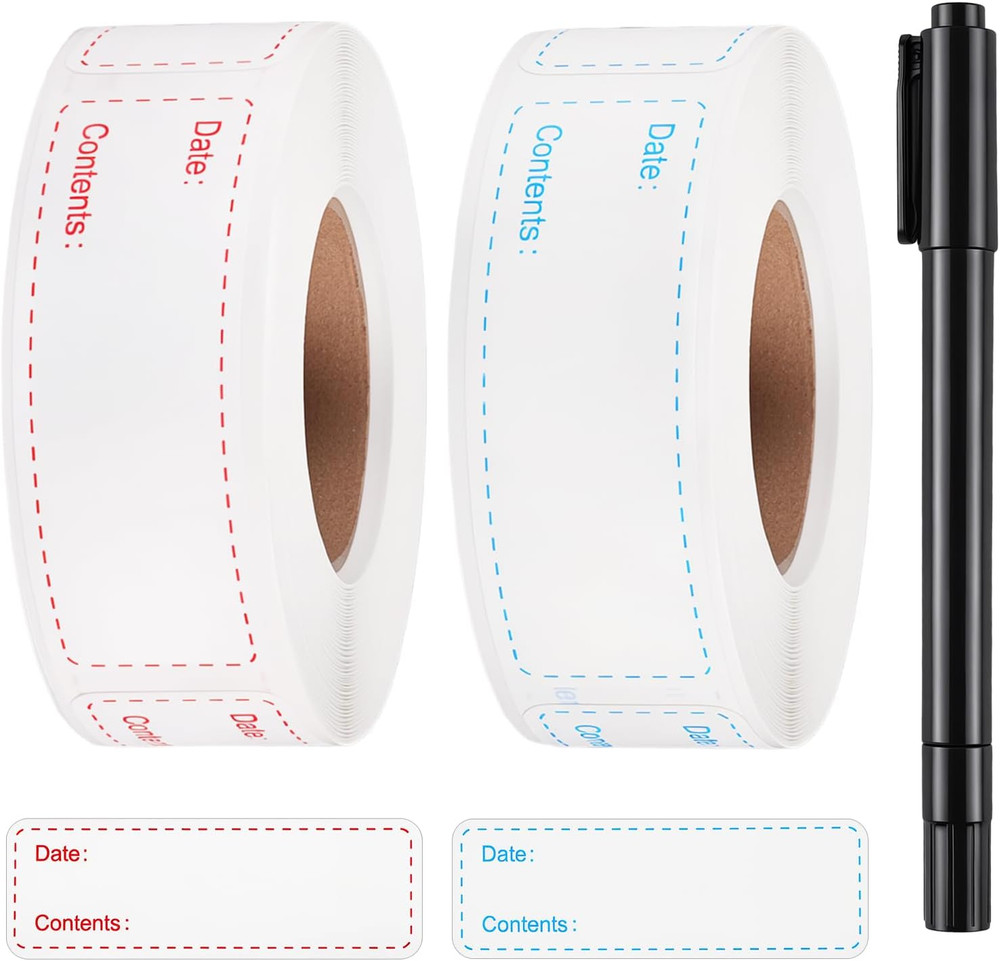 2 Rolls 600 Pieces Removable Freezer Labels, 1 X 3 Inch Food Labels
