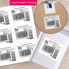 Self-Adhesive Shipping Labels 6 per Sheet 3 1/3” x 4” Laser/Inkjet Printable US