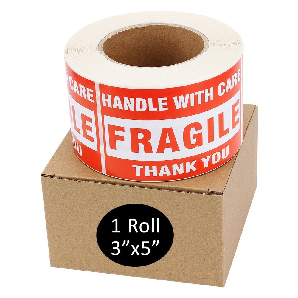 500 Large 3×5 Fragile Handle with Care Thank You Labels Stickers Free Shipping