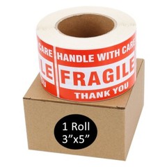 500 Large 3×5 Fragile Handle with Care Thank You Labels Stickers Free Shipping