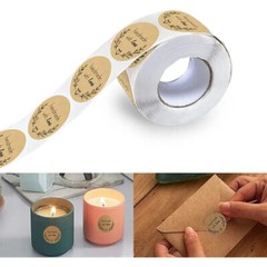NEW 500pcs/roll Handmade With Love Stickers – Dark Brown Kraft Labels