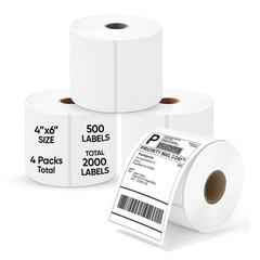 4″x6″ Direct Thermal Shipping Labels Roll, Perforated, 2000 Labels Total, Commer