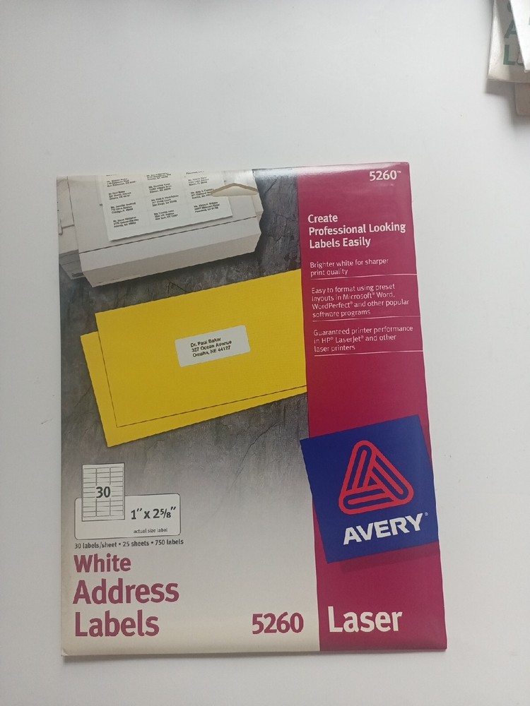 Laser Labels, Mailing, 1″x2-5/8″, 750/PK, White – Laser Labels
