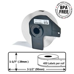 5 x DK-1201 DK1201 Address Labels 1.14″ x 3.5″ for Brother with Cartridge Frame