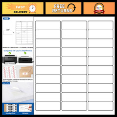 500 Sheets Printable Address Labels 1” x 2-5/8” for Envelopes, 15000 Mailing Lab