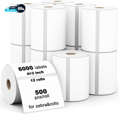 12 Rolls 4 X 3 Direct Thermal Label 101Mm X 76Mm Multipurpose Shipping