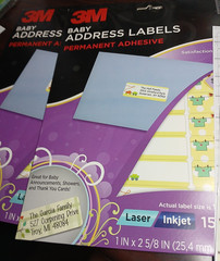 2 pks 3M BABY ADDRESS LABELS 3900H 150 ct EA-Laser Inkjet Permanent Adhesive
