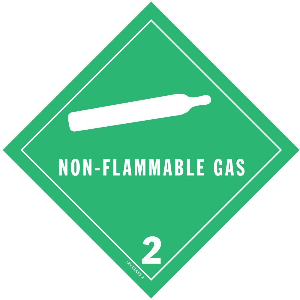 NON-FLAMMABLE GAS, Hazard Class 2 D.O.T. Shipping Labels, 4″ x 4″, Roll of 500