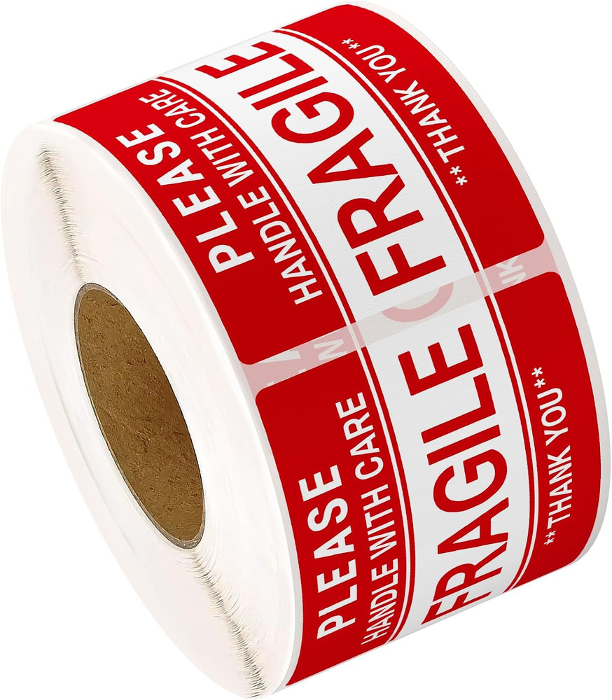 3” X 2” Fragile Stickers for Shipping and Moving, 500 Pcs Handle with Care