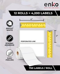 4 x 2 in 12 Rolls | 9000 Direct Thermal Address and Shipping Labels