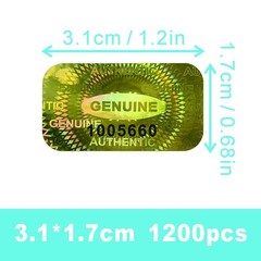 1200 pcs Hologram Tamper Proof Sticker, Security Tamper evident Label, Genuin…