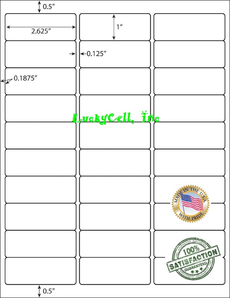 30000 Laser/Ink Jet Self Adhesive Labels 30up / 30 Labels Per Sheet /1000 Sheets