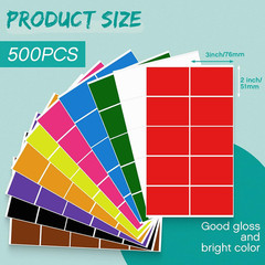 500 Pieces Rectangular Colored Labels Stickers 3 X 2 Inch, Large Color Coding