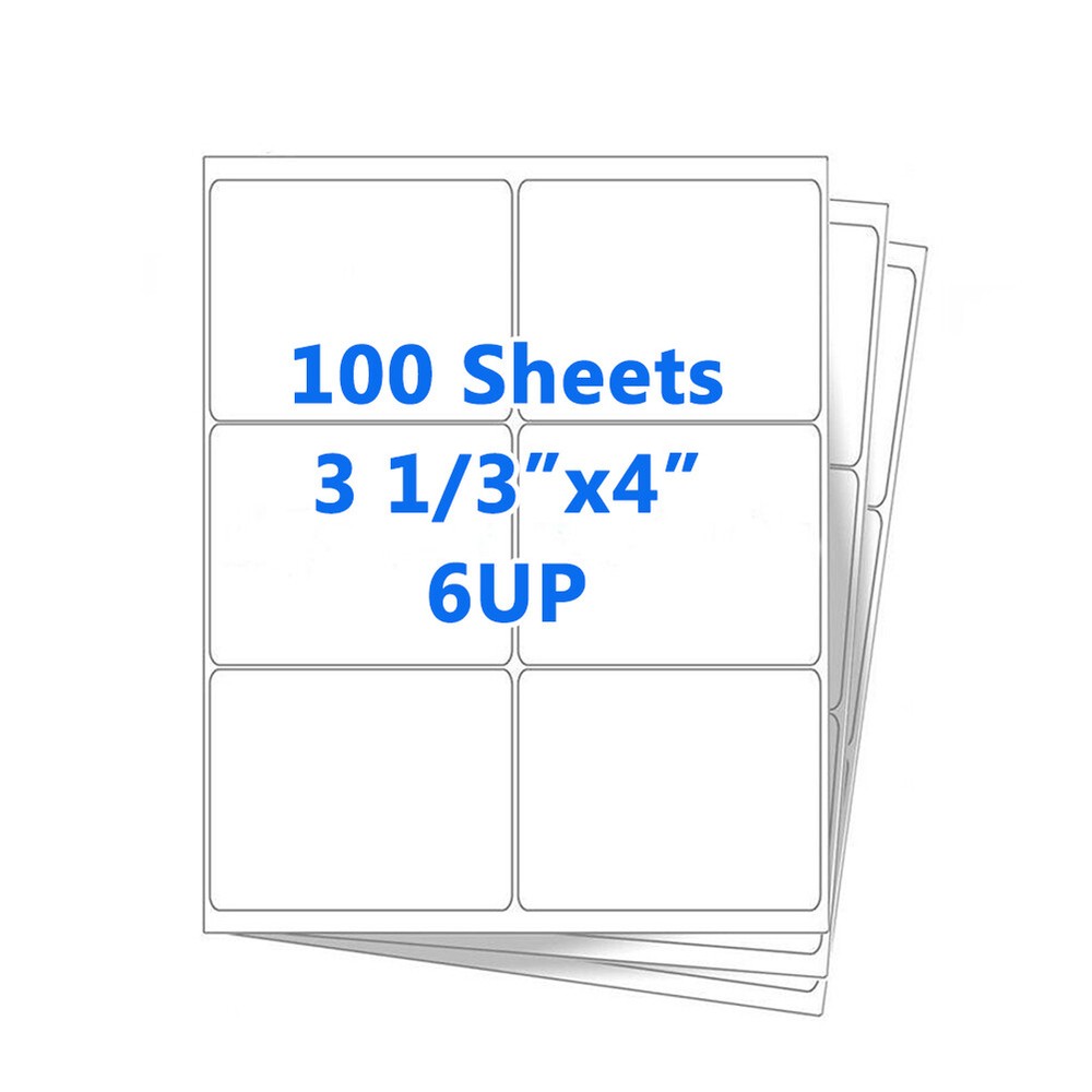 100 Sheets 4″ x 3-1/3″ Address Shipping Labels Self-Adhesive 6 per Sheet 6 UP