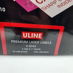 Uline S-5042 Premium Laser Labels 2 5/8 x 1 White 3000 Count 30 Per Sheet NEW