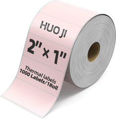 1000 2X1 Thermal Labels Roll, Pink Thermal Printer Labels for Shipping, Barcode