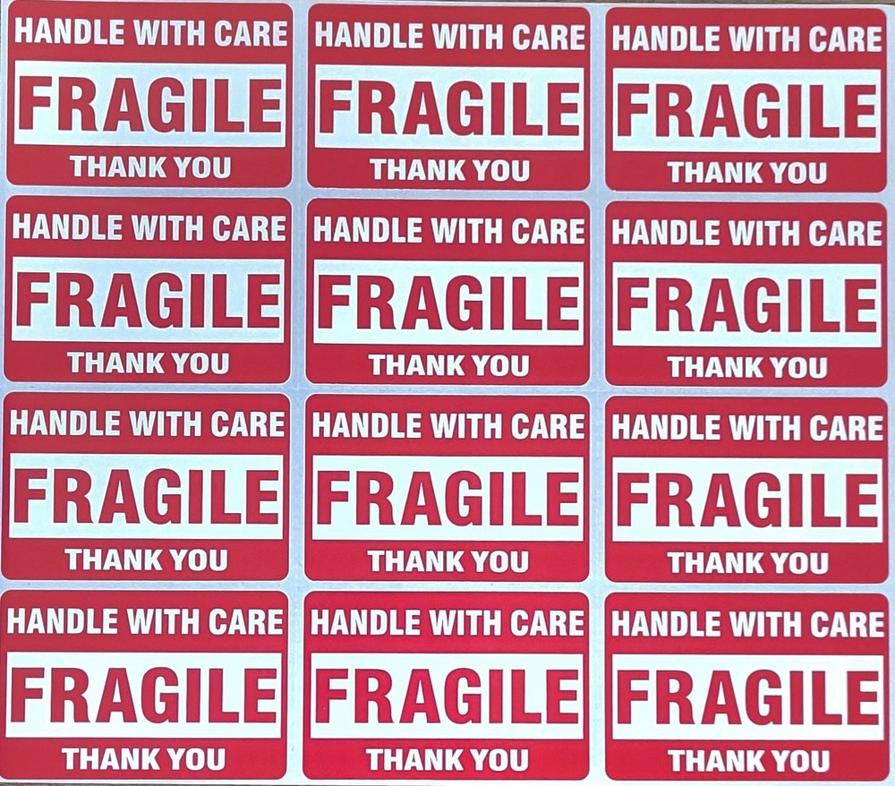 FRAGIL Handle With Care Thank You Stickers 3 X 2 inch Pack of 24